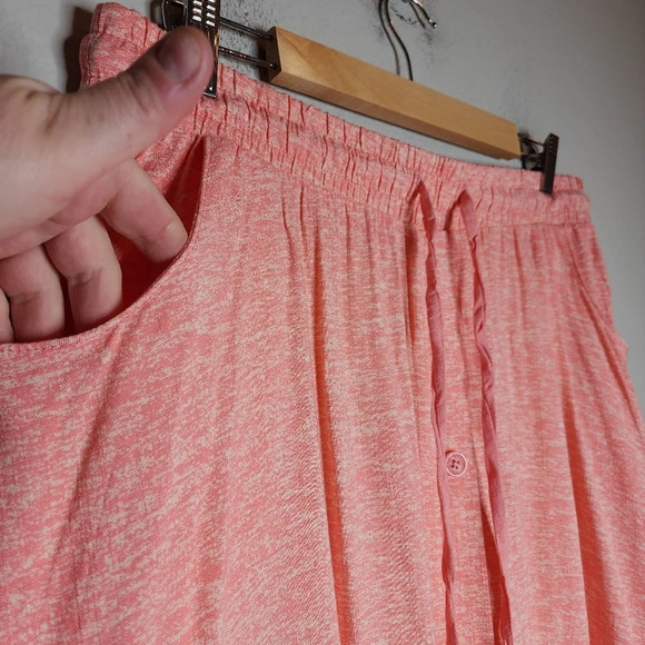 NWT Lularoe Marsha coral rayon stretch pockets button midi skirt. Size M - Picture 8 of 12